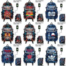 Stranger Things anime canvas camouflage backpack b...