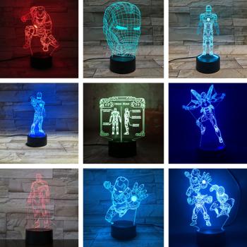 Iron Man 3D 7 Color Lamp Touch Lampe Nightlight+USB