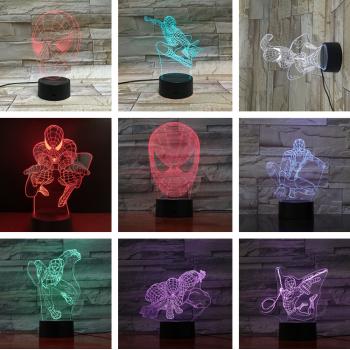 Spider Man 3D 7 Color Lamp Touch Lampe Nightlight+USB