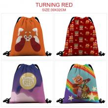 Turning Red anime nylon drawstring backpack bag