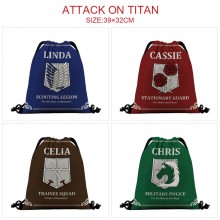 Attack on Titan anime nylon drawstring backpack ba...