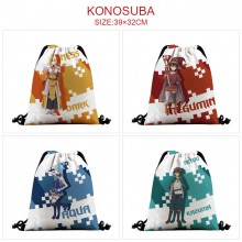 Kono Subarashii Sekai ni Shukufuku wo Aqua nylon drawstring backpack bag