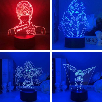 Death Note anime 3D 7 Color Lamp Touch Lampe Nightlight+USB