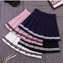 high-waisted pleated skirt / with striped A-line s...