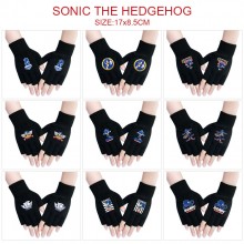 Sonic the Hedgehog cotton half finger gloves a pai...