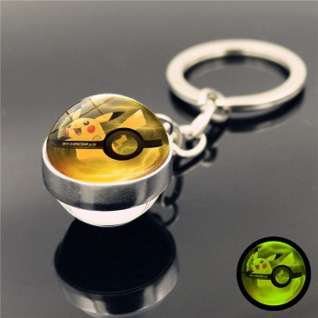 Pokemon Pikachu luminous pendant glass ball key chain keychain
