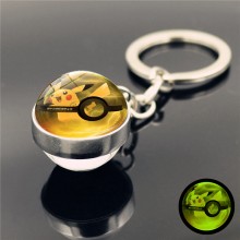 Pokemon Pikachu luminous pendant glass ball key ch...