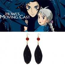 howl's moving castle black feather earrings a pair