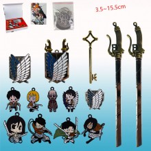 Attack on Titan anime key chain necklace a set