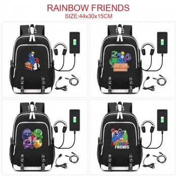 Rainbow Friends game USB charging laptop backpack school bag