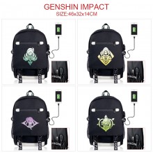 Genshin Impact game USB charging laptop backpack s...
