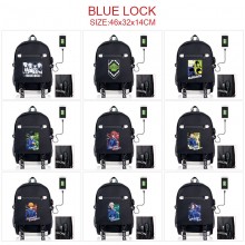 Blue Lock anime USB charging laptop backpack school bag