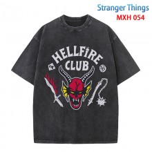 Stranger Things short sleeve wash water worn-out c...