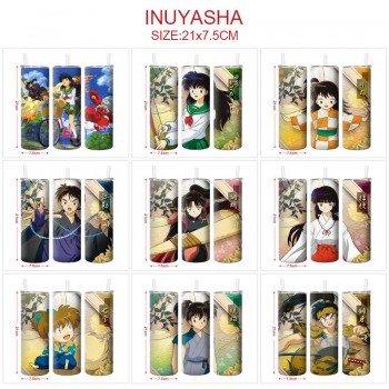 Inuyasha anime coffee water bottle cup with straw stainless steel