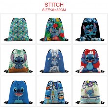 Stitch anime nylon drawstring backpack bag