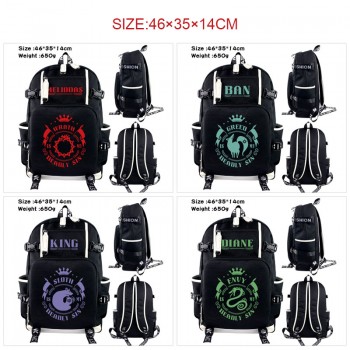 The Seven Deadly Sins anime USB camouflage backpack school bag