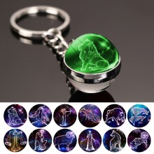 the Zodiac luminous glass ball key chain