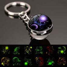 the Zodiac luminous glass ball key chain