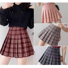 Women young hot girl skirt shorts plaid pleated sk...