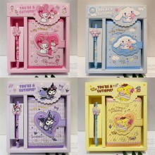 Sanrio Melody kitty Cinnamoroll Kuromi anime notebook+pen set