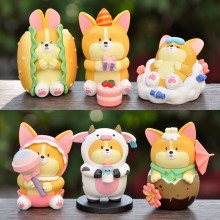 Koki corgis dog bread cake anime figures set(6pcs a set)(OPP bag)