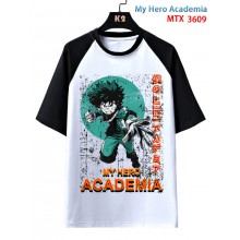 My Hero Academia anime raglan sleeve cotton t-shir...