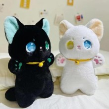 10inches White Black cat plush doll 25cm