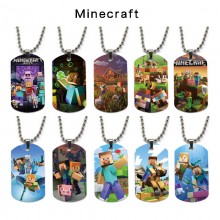 Minecraft game dog tag military army necklace
