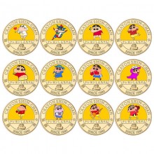 Crayon Shin-chan Coin Collect Badge Lucky Coin Dec...