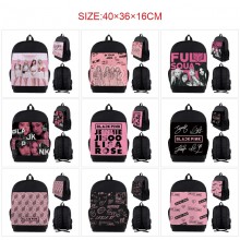 Black Pink star anime nylon backpack bag