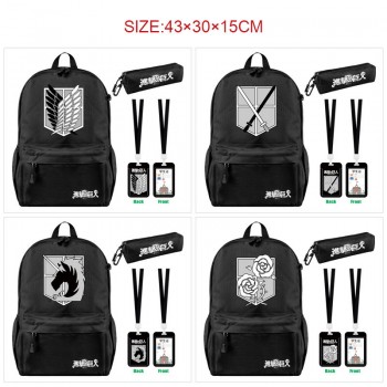 Attack on Titan anime nylon backpack bag pencil cards case set(3pcs a set)