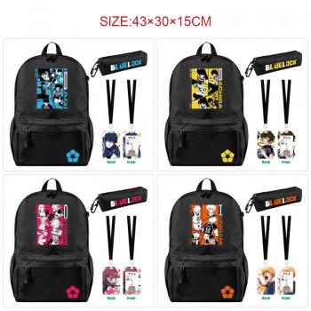 Blue Lock anime nylon backpack bag pencil cards case set(3pcs a set)