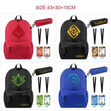 Genshin Impact game nylon backpack bag pencil cards case set(3pcs a set)