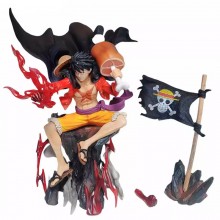 One Piece Monkey D Luffy sitting and eating meat anime figure