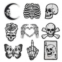 Black white skull anime cloth patches stickers