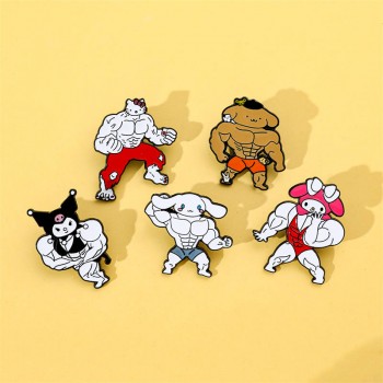 Sanrio Melody kitty Cinnamoroll Kuromi Pochacco muscle anime alloy brooch pins