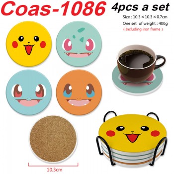 Pokemon anime coasters coffee cup mats pads(4pcs a set)