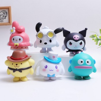 Sanrio Melody kitty Cinnamoroll Kuromi Pochacco anime figures set(6pcs a set)(OPP bag)