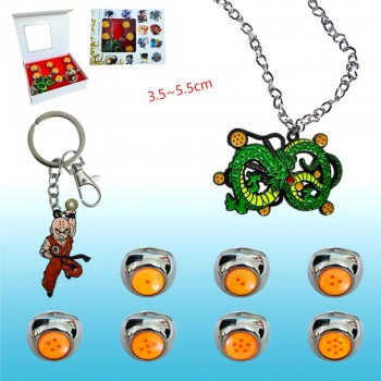 Dragon Ball anime alloy rings+key chain necklace a set