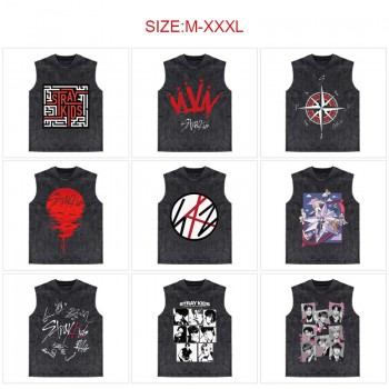 Straykids star 250g cotton direct injection sleeveless vest t-shirts