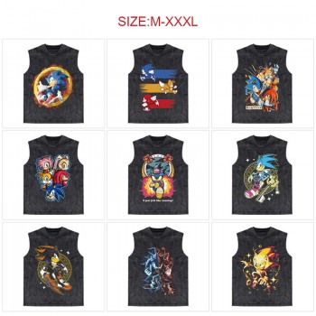 Sonic the Hedgehog anime 250g cotton direct injection sleeveless vest t-shirts