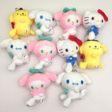 4inches Melody Hello Kitty plush dolls set(10pcs a set)