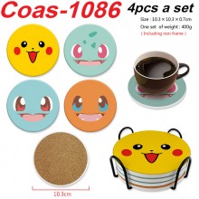 Pokemon anime coasters coffee cup mats pads(4pcs a set)