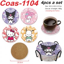 Sanrio Melody kitty Cinnamoroll Kuromi anime coasters coffee cup mats pads(4pcs a set)