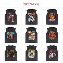 Chainsaw Man anime 250g cotton direct injection sleeveless vest t-shirts