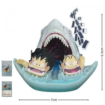 Dragon Ball Krillin and Kid Goku shark attack water escape scene figure