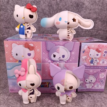 Sanrio Melody kitty Cinnamoroll Kuromi half skeleton figures set(4pcs a set)