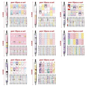 Sanrio Melody kitty Cinnamoroll Kuromi ballpoint pen ball pens(12pcs a set)