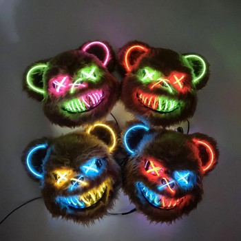 Halloween Creepy animal bloody bear mask led light up scary cosplay mask