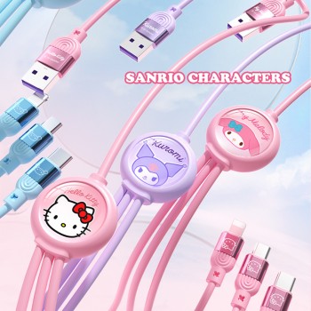 3 In 1 Sanrio Melody kitty Cinnamoroll Kuromi typec quick 5A charging data line